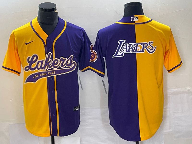 Men Los Angeles Lakers Blank yellow purple 2023 Nike Co Branding Game NBA Jersey style 3